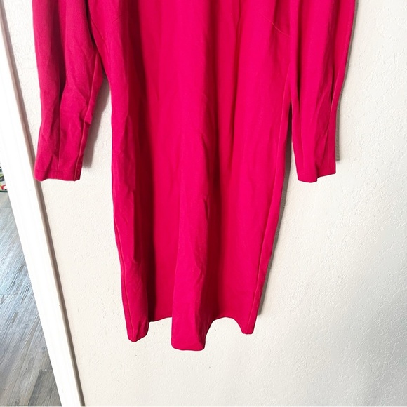 J. McLaughlin Dress Women's Large Ezra Red Stretch Ponte Puff Sleeve Christmas - Picture 5 of 11